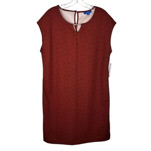 Apt. 9 Red Orange Black Dot Print Cutout Neckline Sleeveless Dress NWT Career M